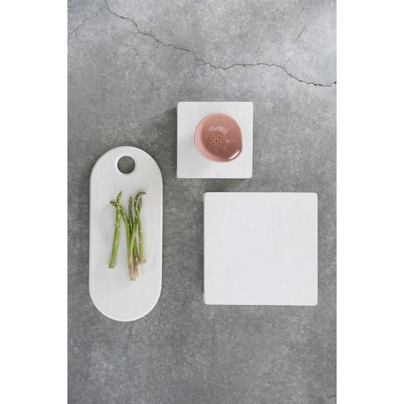 Acacia Wood Cheese/ Serving Board, Textured White