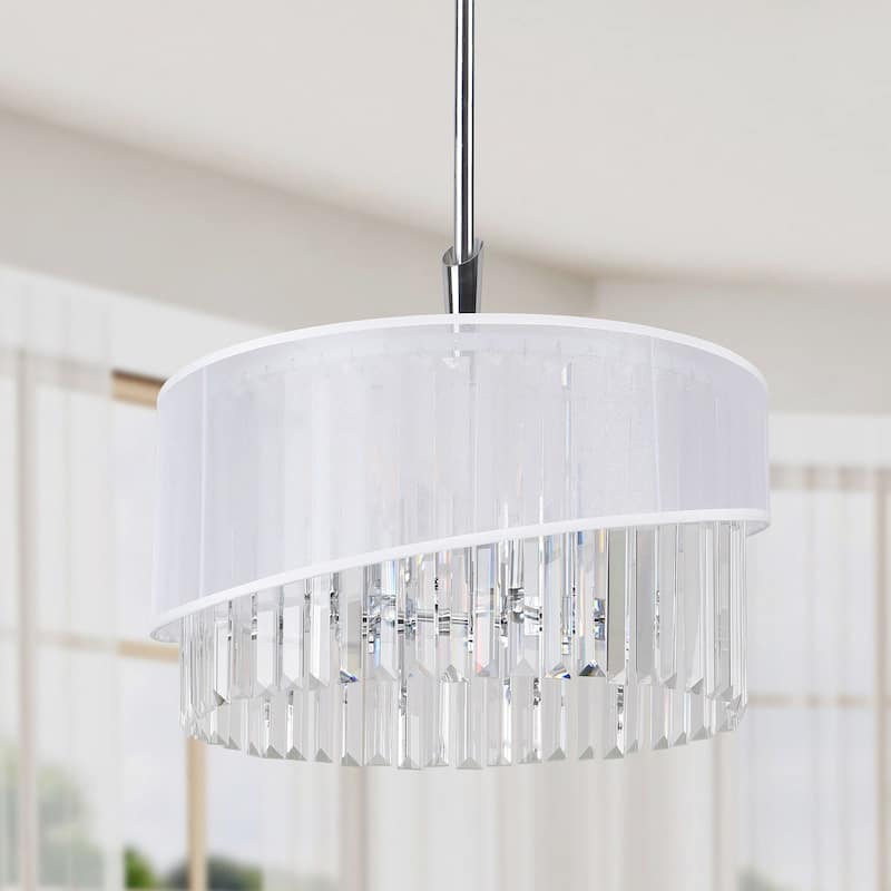 6-Lights Crystal Drum Chandelier - Natural - Natural