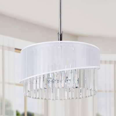 6-Lights Crystal Drum Chandelier - Natural
