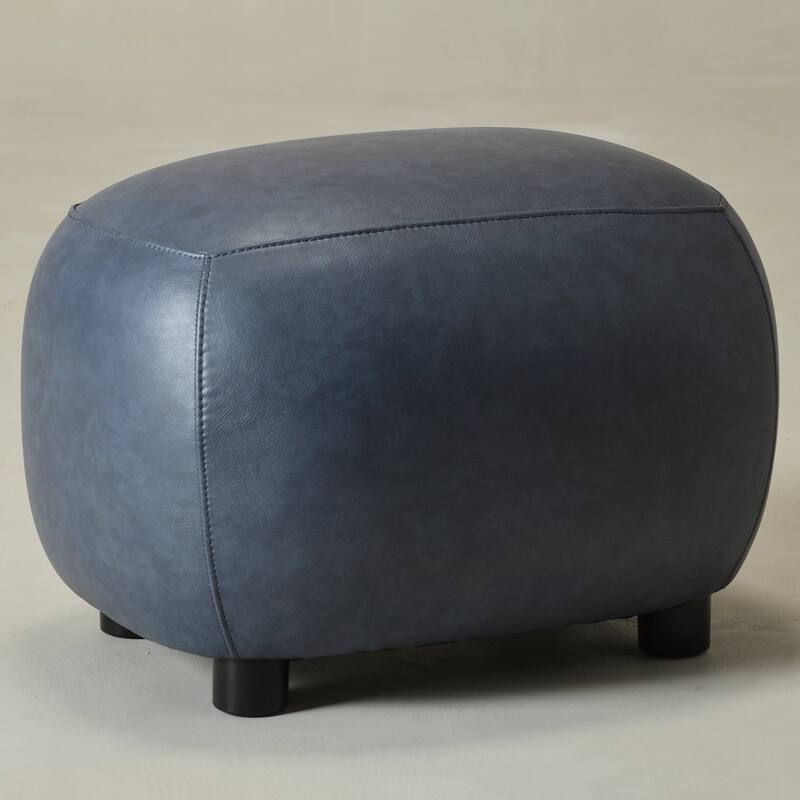 KINWELL 23" Wide Faux Leather Upholstered Ottoman Footrest, PU Entryway Footstool