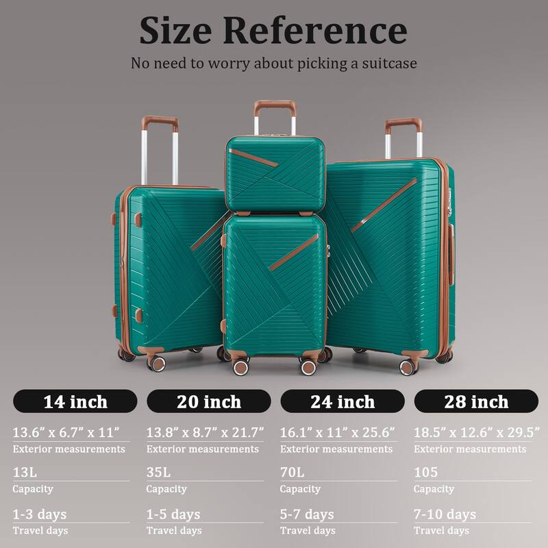 14/20/24/28 4-Piece, Modern Expandable Luggage Sets with 360-Degree Mute Spinner Wheels and TSA Lock, for Boarding Travel