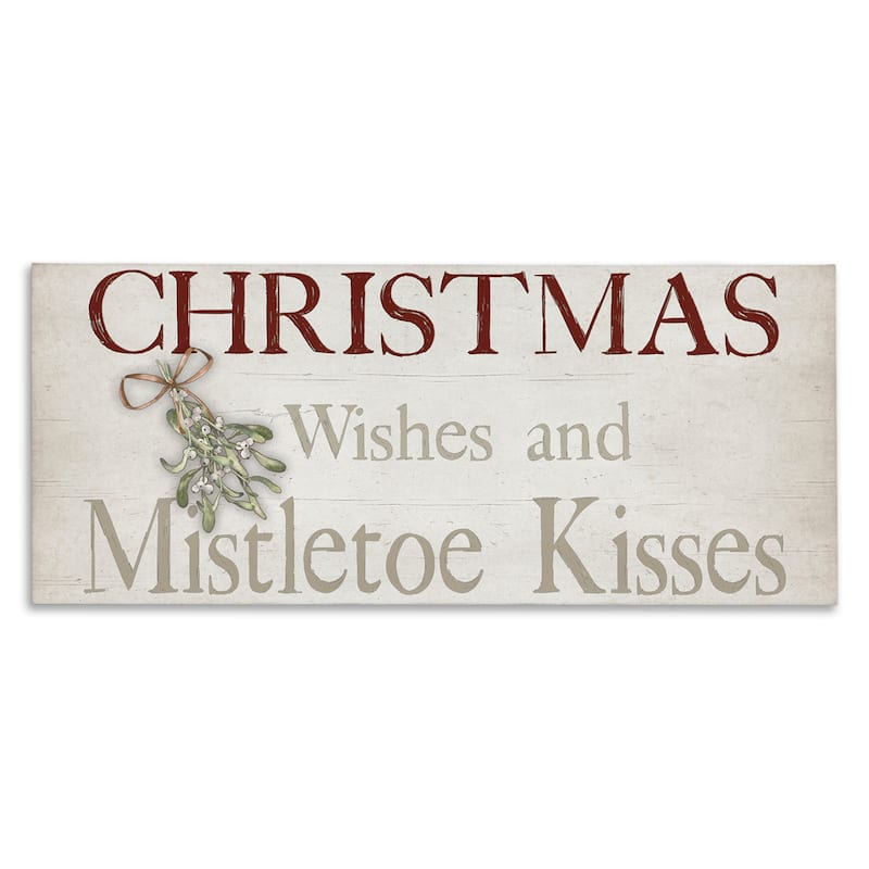 Stupell Christmas Wishes & Mistletoe Kisses Canvas Wall Art Design By Susie Boyer - 40 x 17