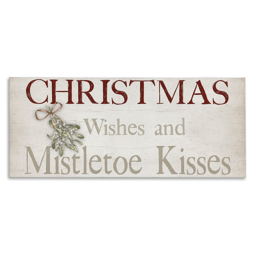 Stupell Christmas Wishes & Mistletoe Kisses Canvas Wall Art Design By Susie Boyer