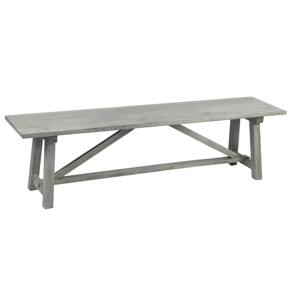 Trestle Farm House Mango Wood 53 in. Bench - Grey - 53"Lx15.5"Wx17.5"H