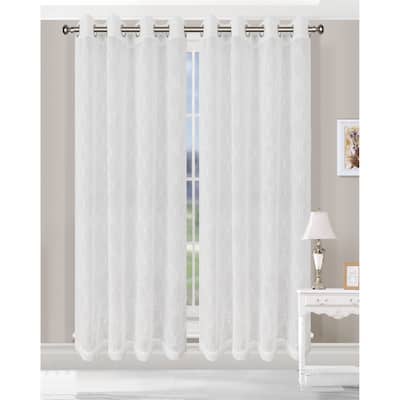 Superior Embroidered Imperial Trellis Sheer Grommet Curtain Panel Pair