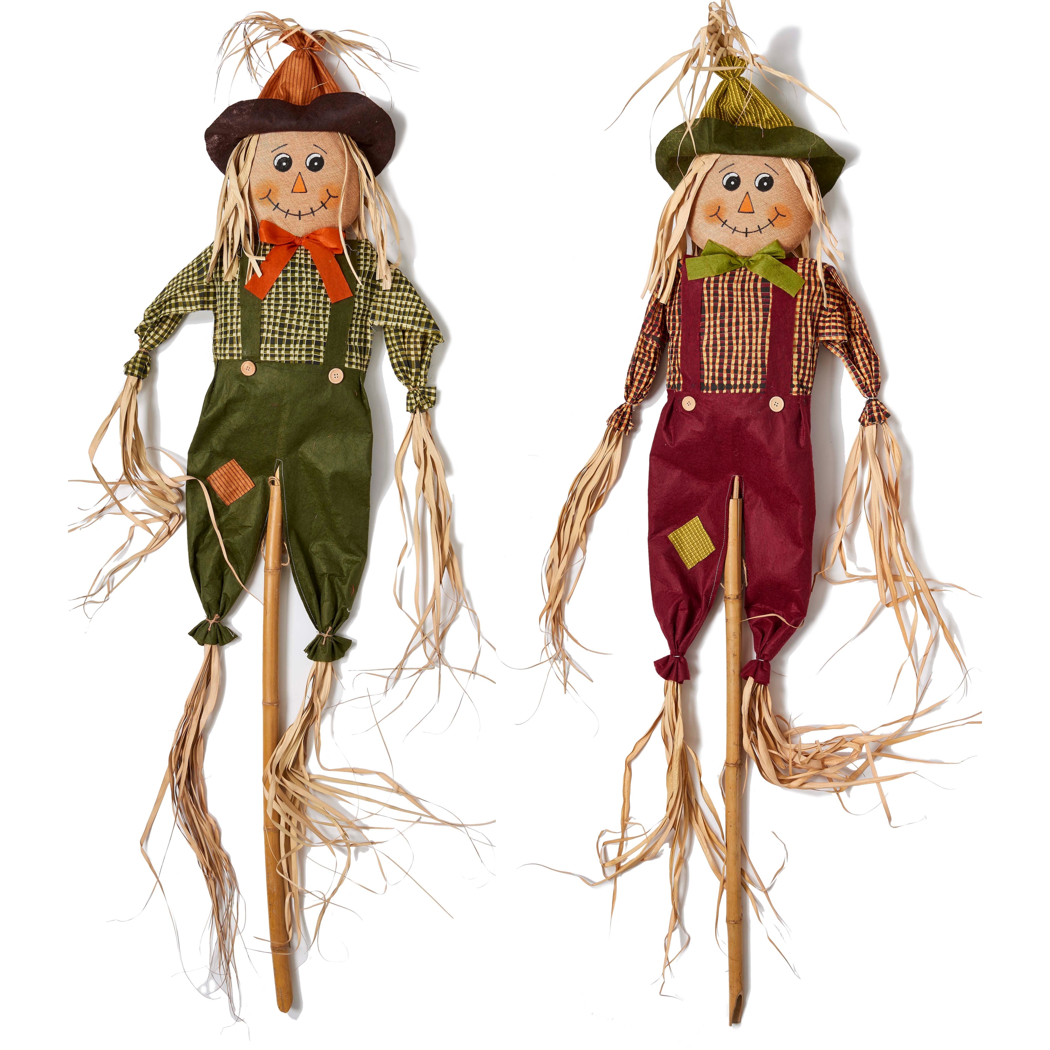 60" Scarecrow on Pole, Set of 2