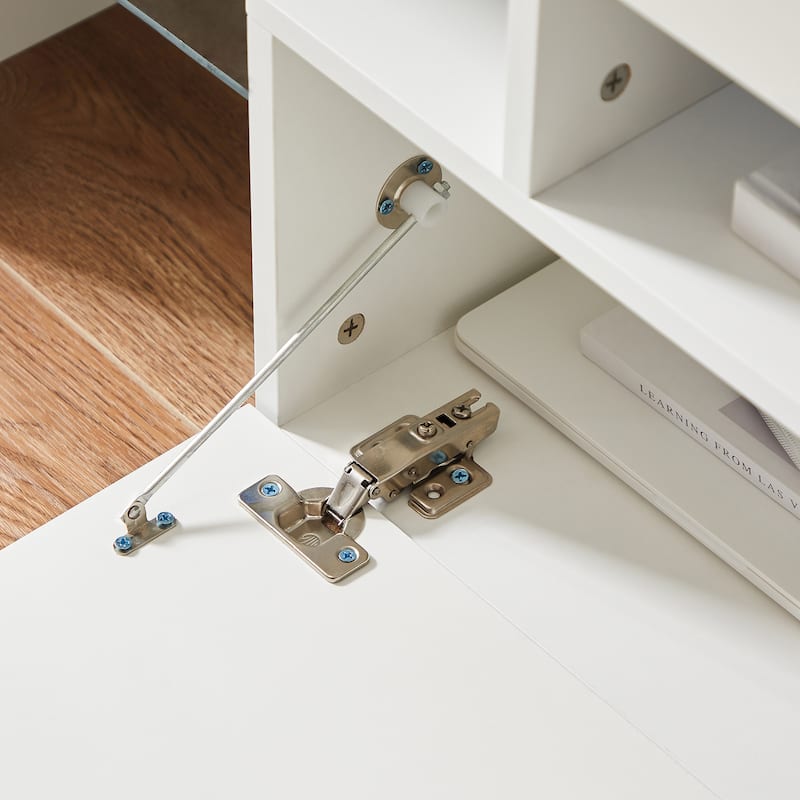 Modern LED TV Stand for 55" TVs, 51" Entertainment Console with RGB Lights, Toughened Glass Shelf & Storage Drawers