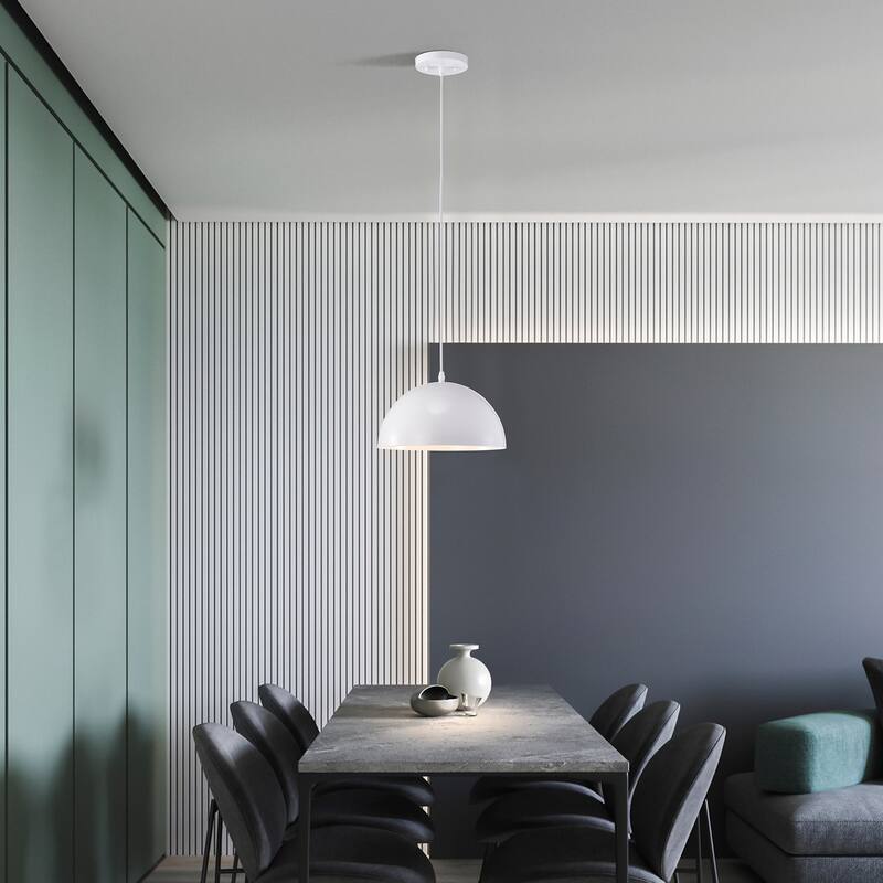 Chase White 1-Light Dome Pendant Light
