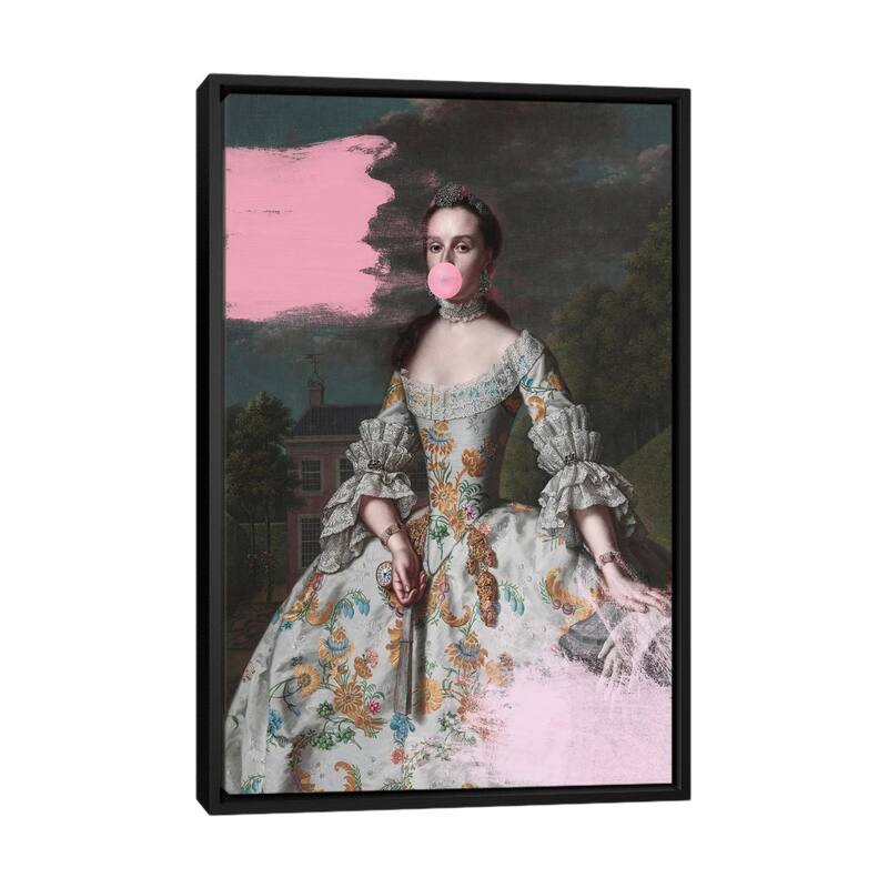 iCanvas "Woman Blowing Bubble Gum VI" by Grace Digital Art Co Framed Canvas Print - Black - 40x26