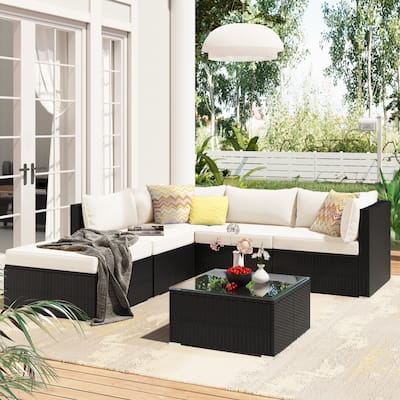 Nestfair 6-Piece Wicker Patio Conversation Set with Cushions