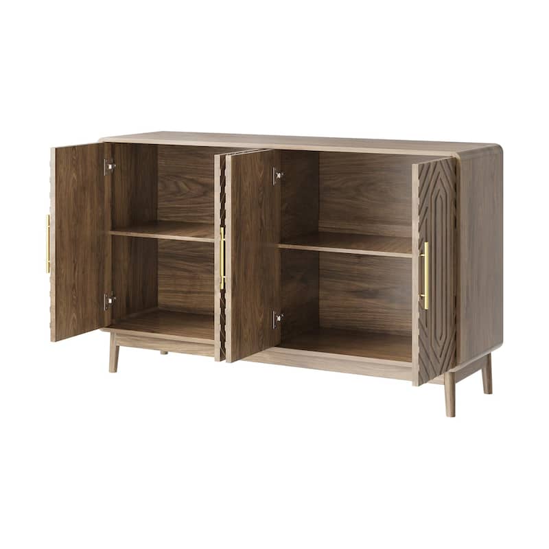 Wood Sideboard with Adjustable Shelves, 55'' Credenza Console Table