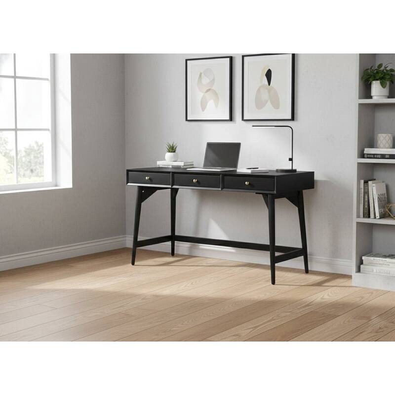 Alpine Furniture Flynn 3 Drawer Large Desk in Black