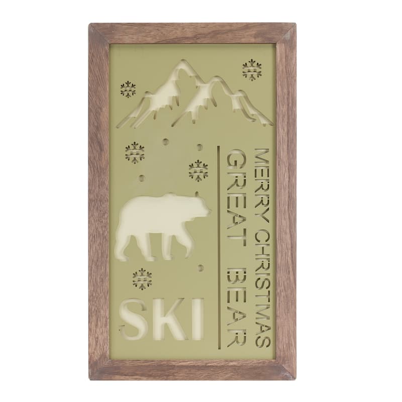 Wood Ski Lodge Plaques Rustic Wall Decor Set of 3 - 1” x 11.25” x 20.75” (L x W x H)