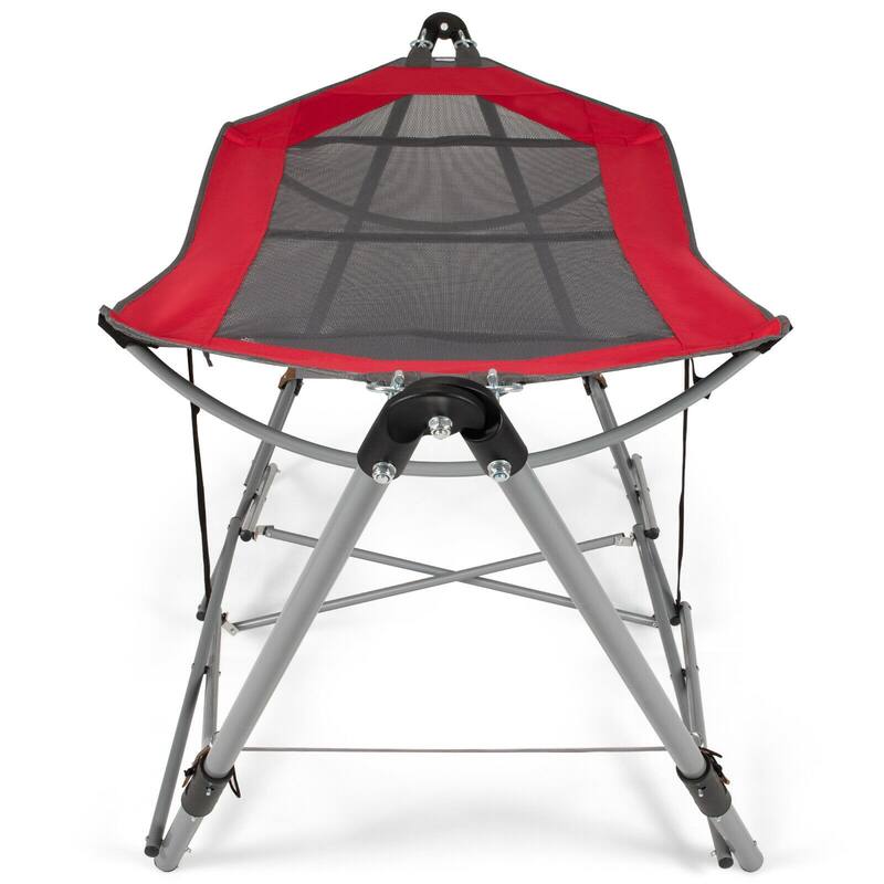 Gymax Folding Hammock Indoor & Outdoor Hammock with Side Pocket & Iron