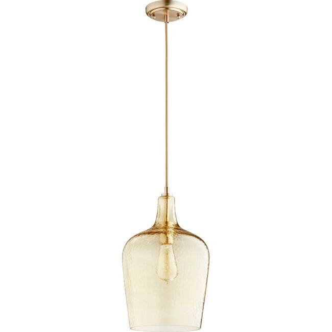 Quorum International 9" Wide Mini Pendant with Patterned/Etched Glass