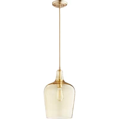 Quorum International 9" Wide Mini Pendant with Patterned/Etched Glass