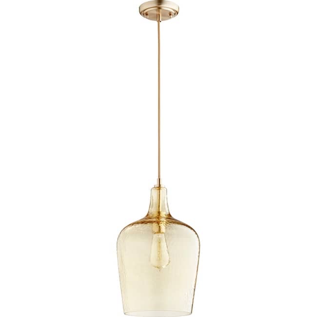 Quorum International 9" Wide Mini Pendant with Patterned/Etched Glass
