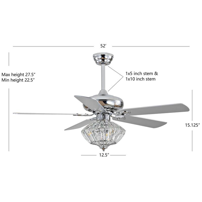 SAFAVIEH Lighting Hermina 52-inch Led Ceiling Light Fan (with Remote) - 52" W x 52" L x 21.5"-26.5" H