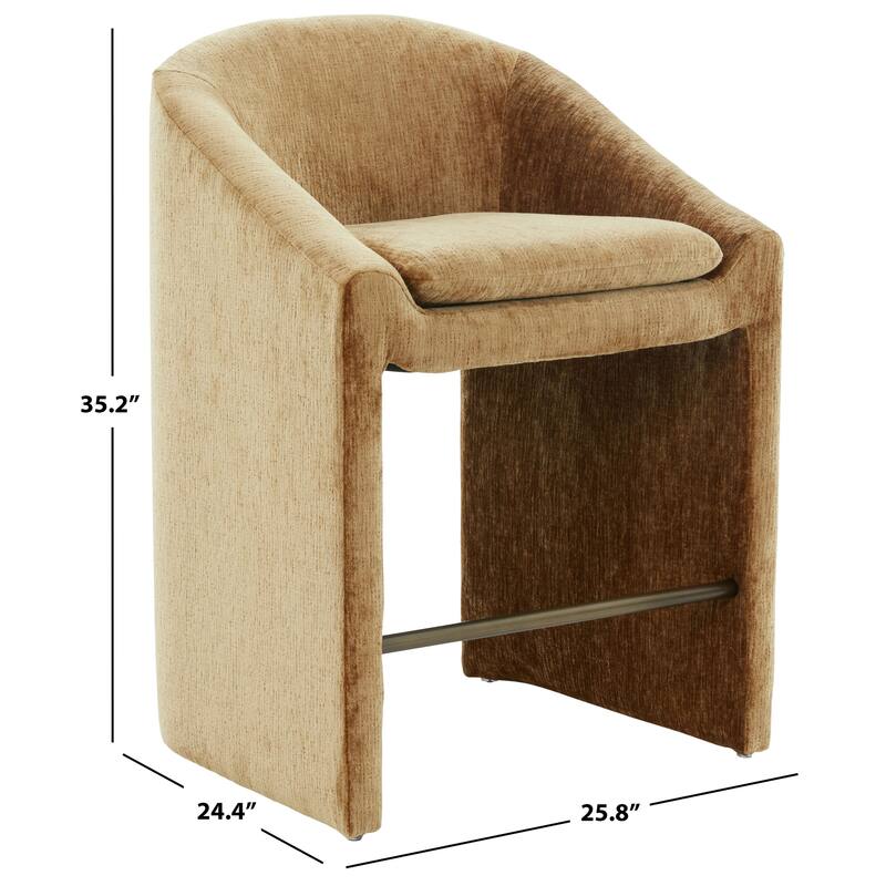 SAFAVIEH Couture Kagan Chenille 27-inch Counter Stool - 26"W x 24"D x 35"H