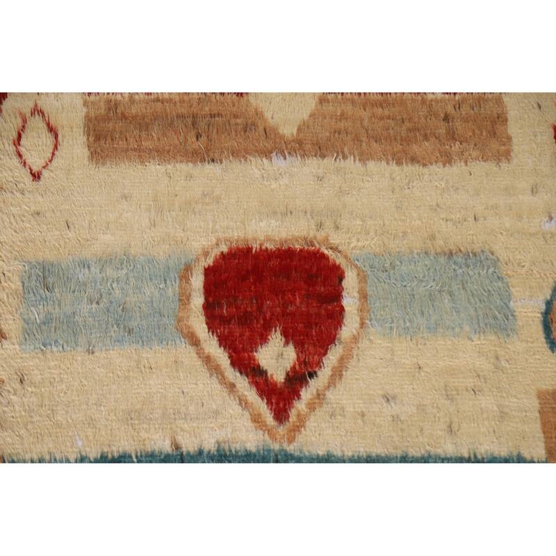 Hand Knotted Oriental 100% Wool Carpet Modern Tribal Beige & Ivories Moroccan Area Rug - 7' 10'' X 5' 7''