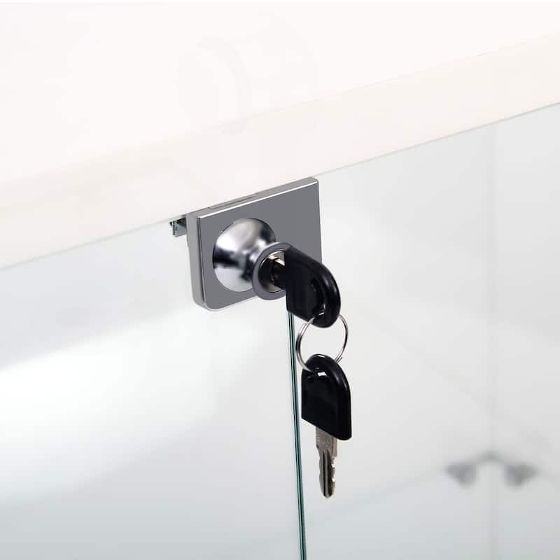 Versatile Tempered Glass Cabinet with Lock and Mobility for Various Spaces