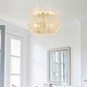 preview thumbnail 2 of 7, 2-Light Bohemian Woven Rope Semi-Flush Mount Ceiling Light - D16"x H8.7" - Brass/Beige - 16 in. W