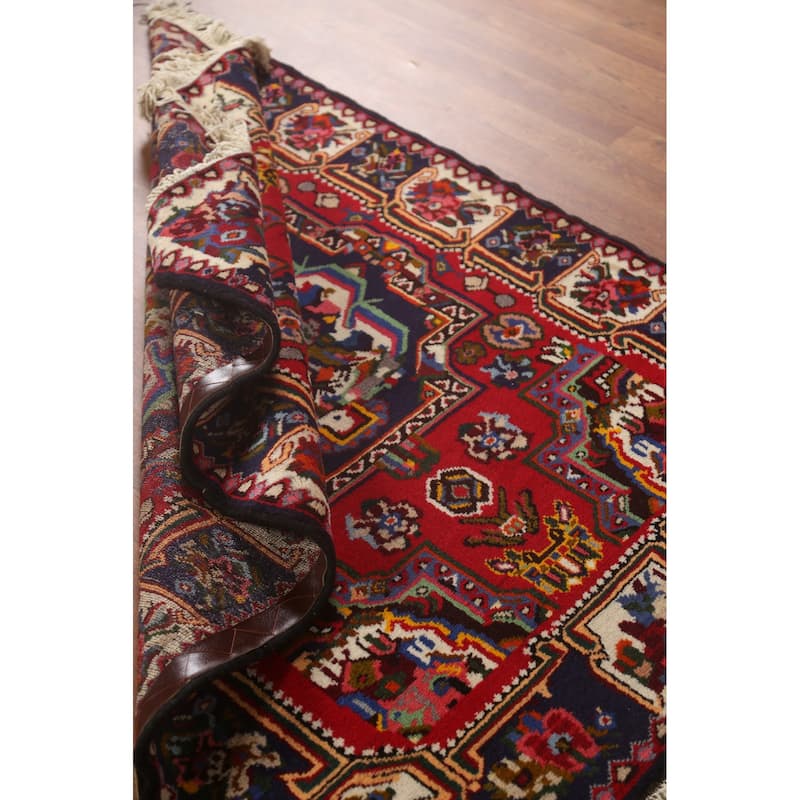 Hand Knotted Oriental 100% Wool Carpet Traditional Medallion Red Bakhtiari Area Rug - 4' 10'' X 3' 8''