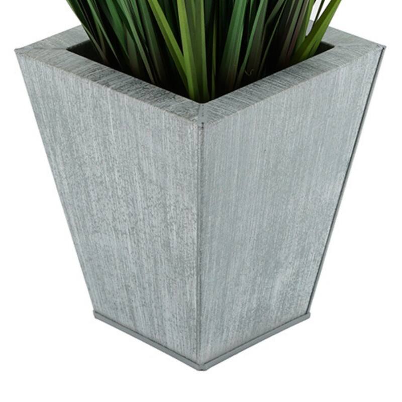 Faux PVC Grass in Square Zinc Planter