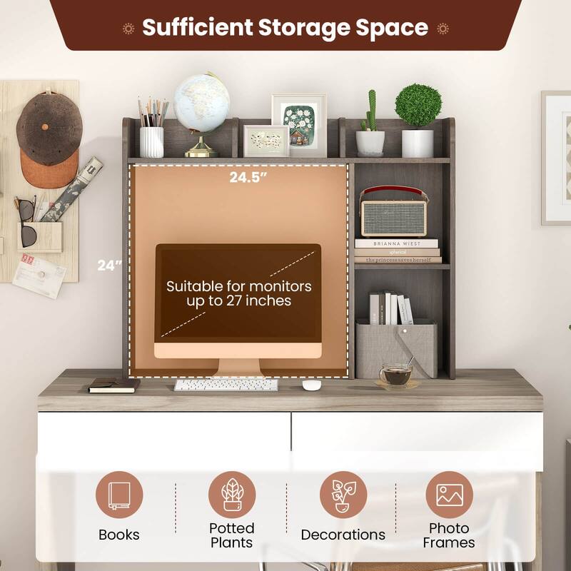 Costway Desk Bookshelf Desktop Storage Organizer Display Shelf Rack