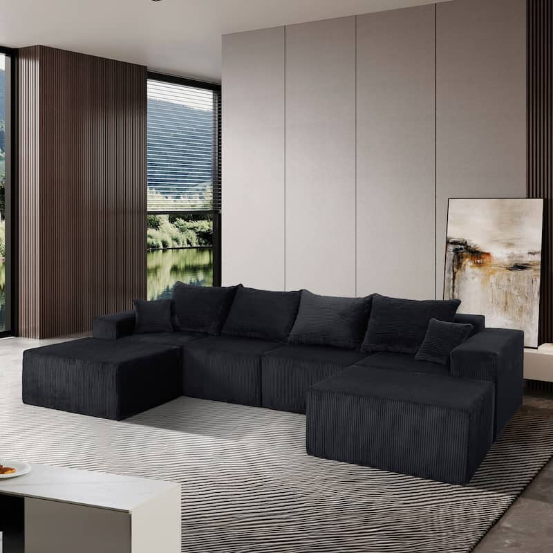 GDFStudio - 6-Piece Modular U-Shaped Sectional Sofa with Chaise Lounge