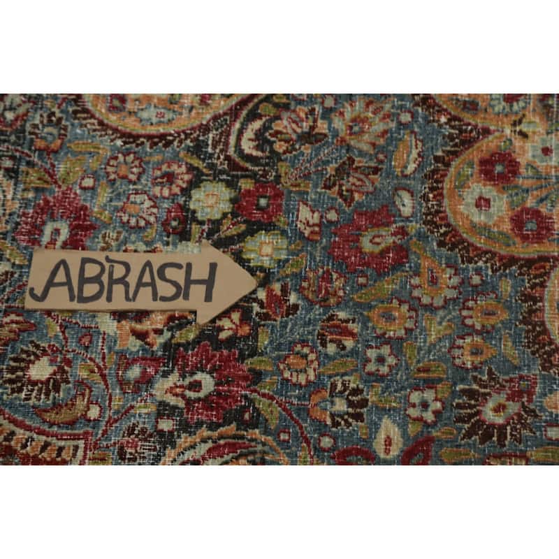 Hand Knotted Oriental 100% Wool Carpet Traditional Floral Navy Blue & Blues Dorokhsh Area Rug - 10' 5'' X 7' 4''