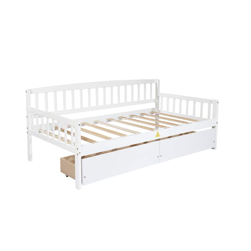 Modern Twin Size Pine Wooden Daybed with Storage Drawers