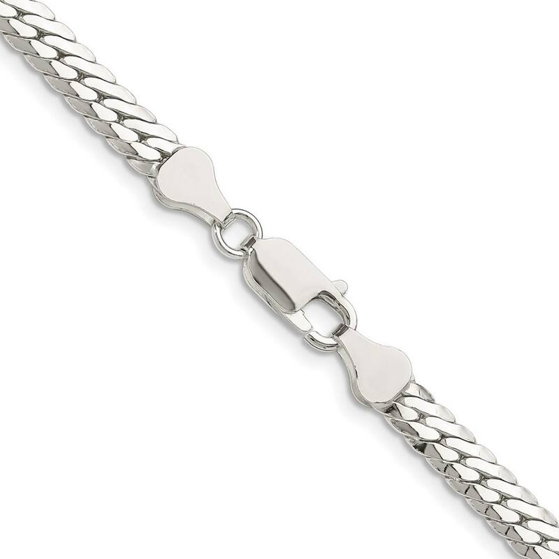 Curata 925 Sterling Silver 5.1mm Double Oval Flat Curb Chain Necklace for Men