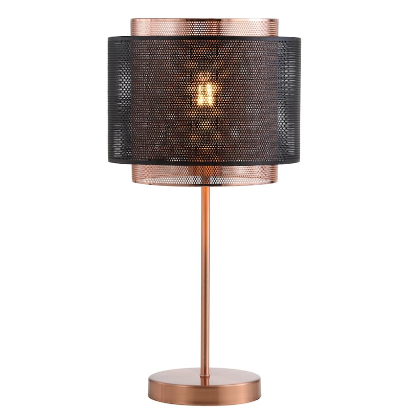 Brady 19.7" Metal LED Table Lamp, Copper/Black by JONATHAN Y - Copper