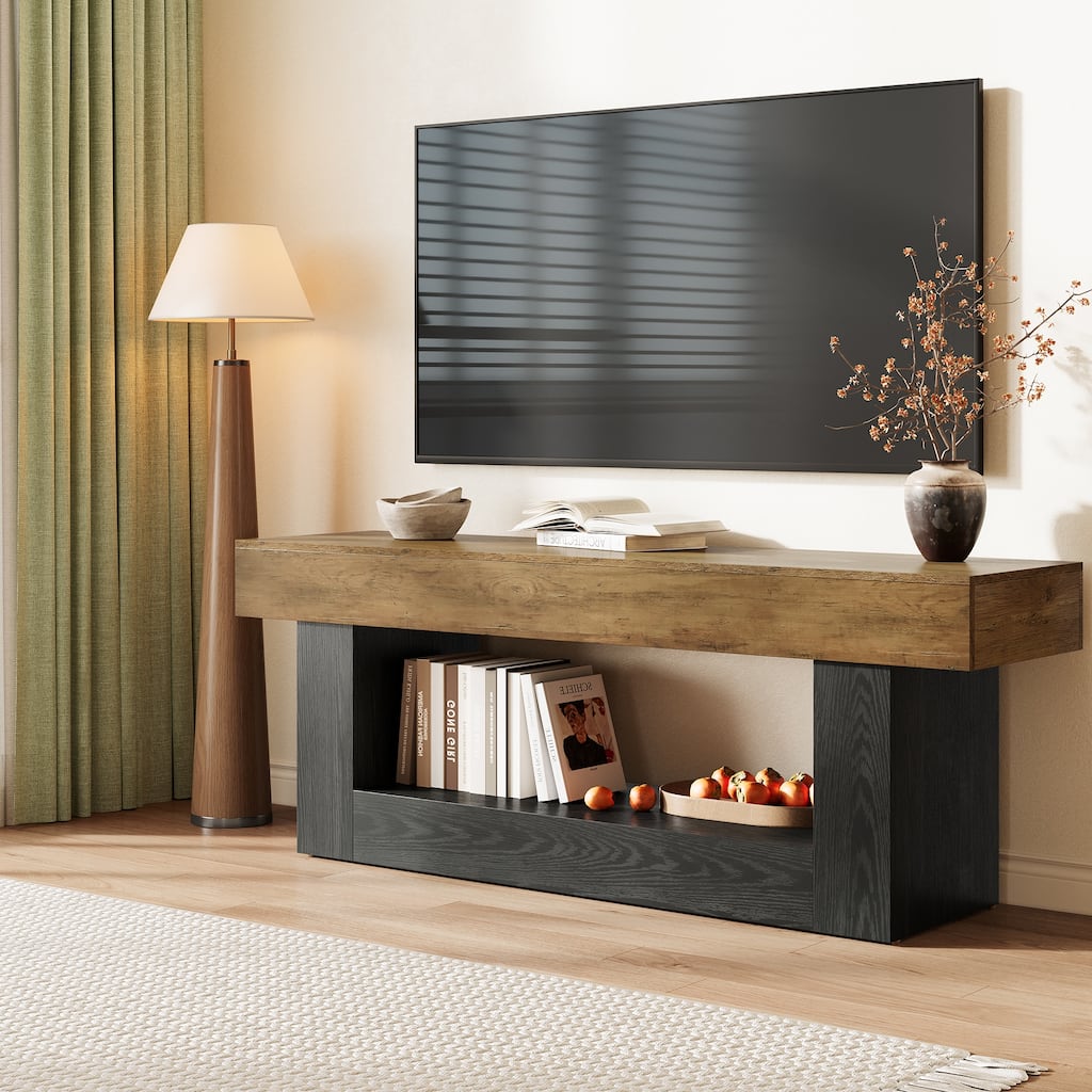 63" TV Stand for 55/60/65-inch TVs, Entertainment Center with Shelf