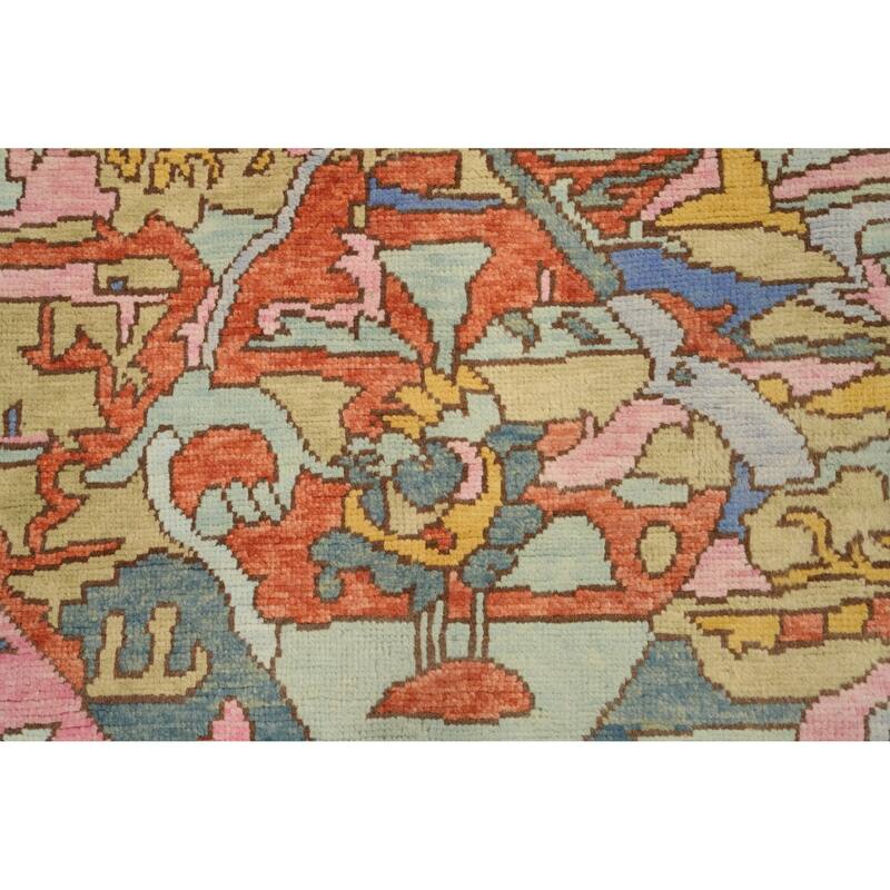 Hand Knotted Oriental 100% Wool Carpet Modern Geometric Green Gabbeh Area Rug - 11' 11'' X 8' 10''