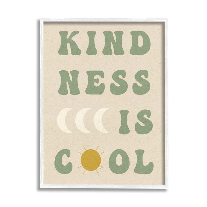 Stupell Kindness Is Cool Phrase Framed Giclee Art Design by Daphne Polselli - 24 x 30 - White