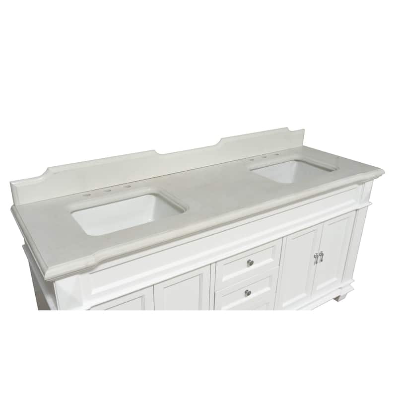 KitchenBathCollection Elizabeth 72" Double Bathroom Vanity with Quartz Top