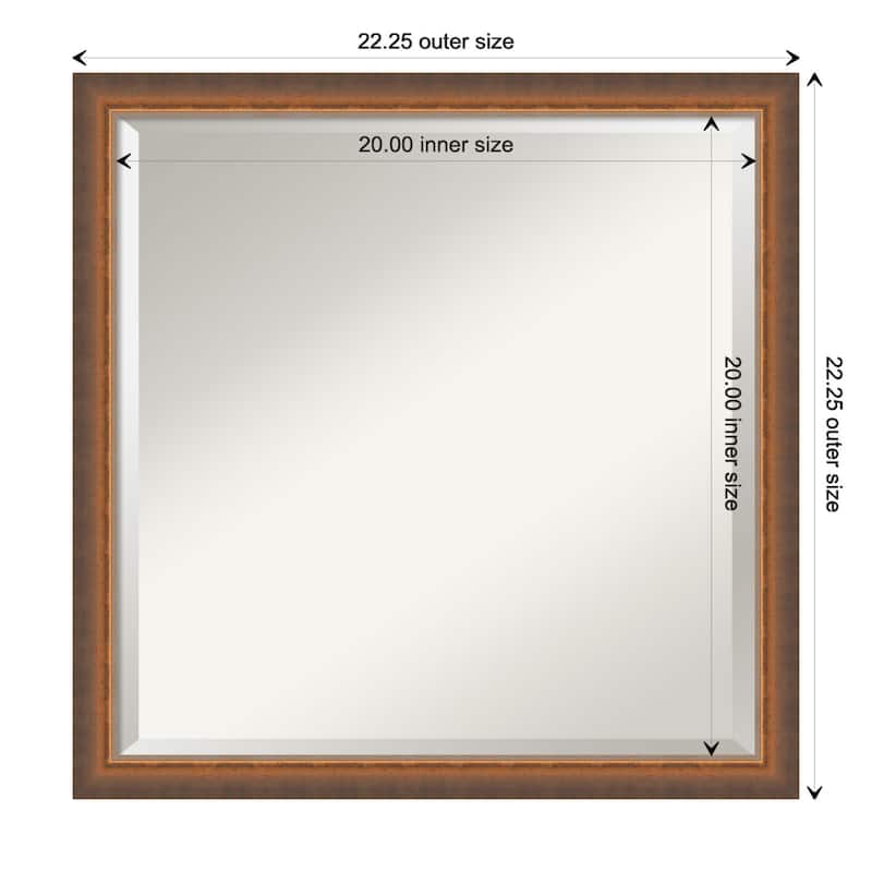 Two Tone Beveled Wood Framed Bathroom Vanity Wall Mirror - Two Tone Bronze Copper - Glass Size 20x20