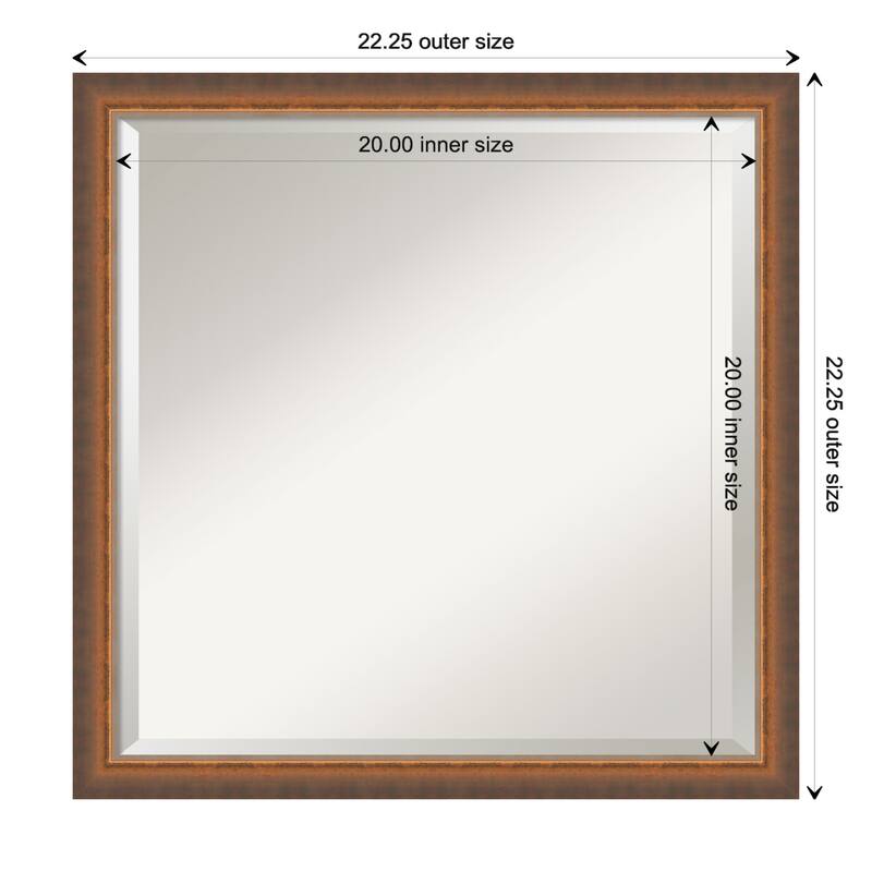 Two Tone Beveled Wood Framed Wall Mirror - Two Tone Bronze Copper - Glass Size 20x20