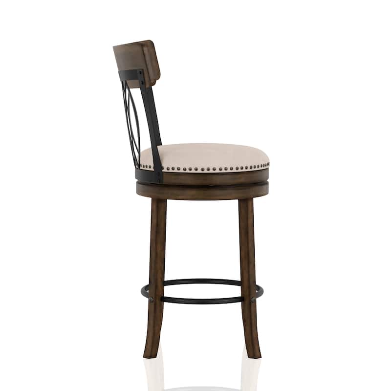 Furniture of America Wynn Contemporary Wood and Fabric Swivel Chairs (Set of 2)