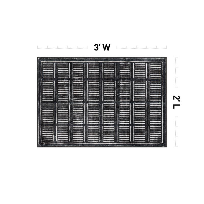 World Rug Gallery Bohemian Stripe Lines Washable Non Slip Area Rug