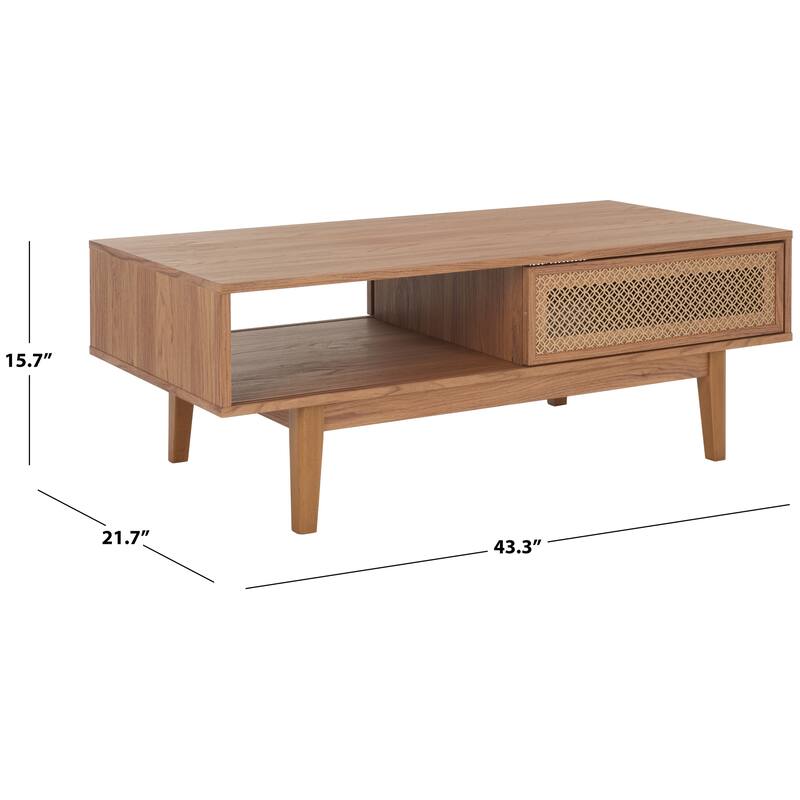 SAFAVIEH Zhuldyz 2 Door Coffee Table - 43" L x 22" D x 16" H - 43"Wx22"Dx16"H - Oak