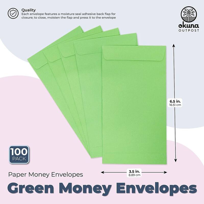 Paper Junkie 100 Pack Budgeting Envelopes for Cash, Coins, Money, Seal Adhesive 3.5 x 6.5 In