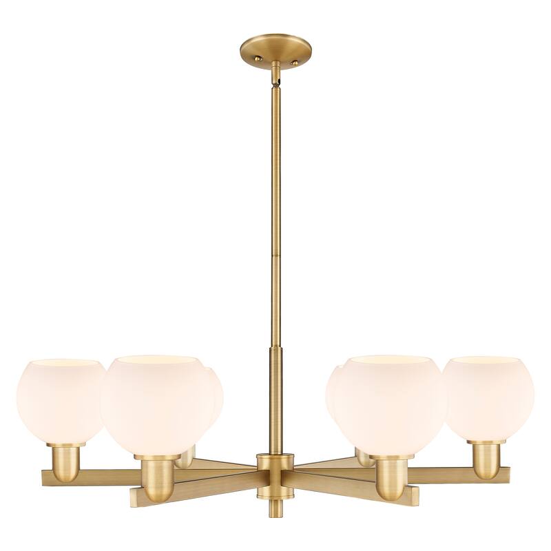 Innovations Lighting Endless Possibilities Arcadia - Athens - 6 Light 36" Stem Hung Chandelier - Brushed Brass/Matte White