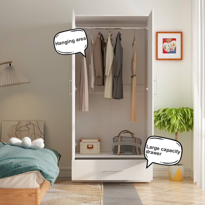 Kerrogee 31.5"W x 66.9"H Armoire 2 Door 1 Drawer With Rod