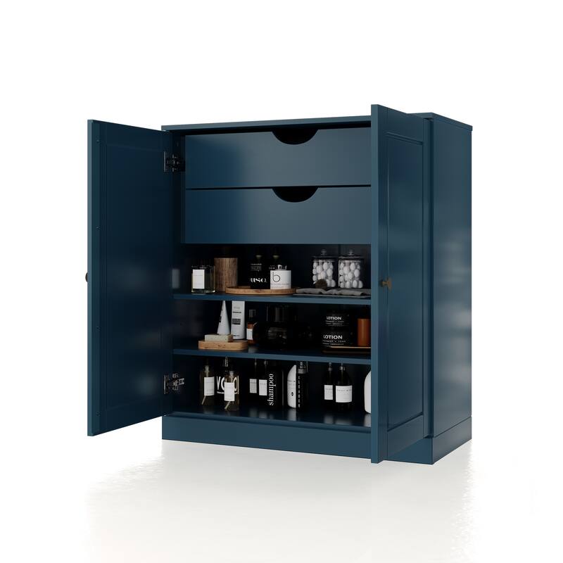 Palace Imports 100% Solid Wood 32" Bathroom Cabinet with Solid Doors, 2-Drawers and Adjustable Shelves