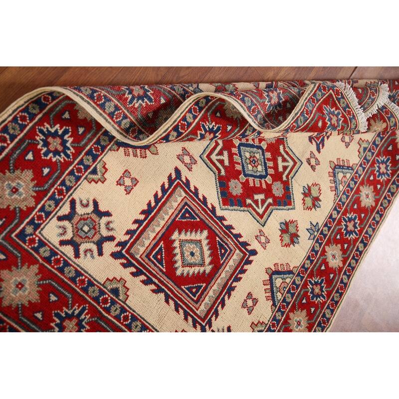 Ivory Kazak Oriental Accent Rug Hand-Knotted Wool Carpet - 3'5"x 4'10"