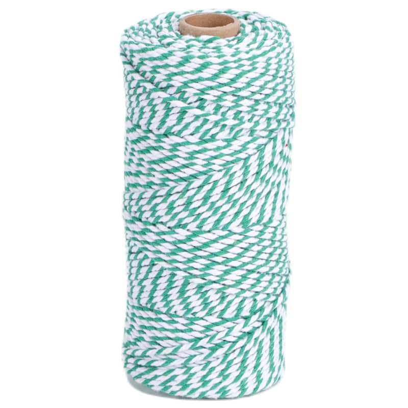 VECELO Green and White Garden Twine Strong Hemp Rope for Gardening Plant Tie Floristry Crafts Gift Wrapping Packing Decor - 70MM