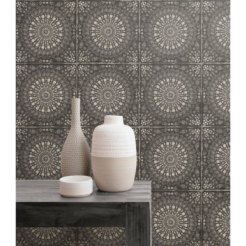 Seabrook Designs Boho Rhapsody Mandala Boho Tile Unpasted Wallpaper